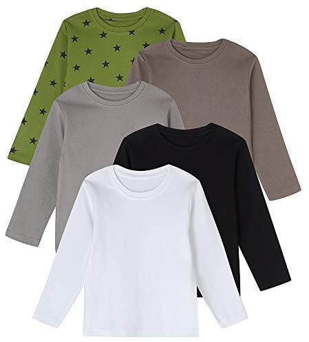 Lovjoy Baby/Toddler/Kids Long Sleeve Cotton T-Shirts Unisex (Multicolour (White,Black,Grey,Brown,Green), 18-24 Months)