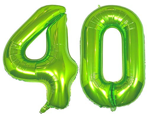 DIWULI Luftballon 40 Geburtstag XXL Grün - Zahl 40 Ballon