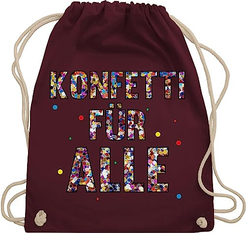 Turnbeutel Rucksack - Karneval & Fasching - Taschen - Konfetti für Alle I - Unisize - Bordeauxrot - beutel köln karnevalsbeutel faschings karnevalsmotiv stoffbeutel kamelle tasche karnevalstasche