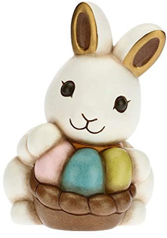 THUN - Coniglio Joy con inseparabili Uova Colorate - Soprammobili - Idea Regalo - Linea Color Your Easter - Ceramica - 8,8x9,4x13 h cm