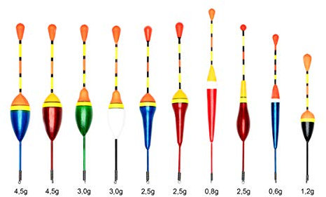 Angelschwimmer Schwimmer Laufposen 10er Set für Raub- und Friedfische, geeignet für Fluss, Teich und Bach