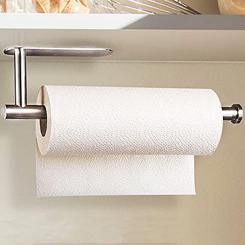 Bugucat Küchenrollenhalter ohne Bohren,Küchenpapierhalter Wandmontage Edelstahl Rollenhalter Küchenrollenspender unter dem Schrank, Papierrollenhalter Wand Handtuchhalter Aufbewahrung Organisator