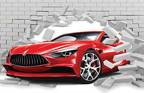Papier Peint Photo INTISSÉ-VOITURE-350x260 cm-(2501AE)-Racing voitures de Course Moto Mur de Pierre Briques Colle Inclus Mural Décor Motif Poster Géant Stickers Muraux Optique Moderne Fond Effet