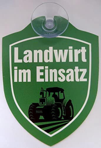 Schild mit Saugnapf Landwirt im Einsatz Bauer Trecker Traktor Feld Auto Windschutzscheibe
