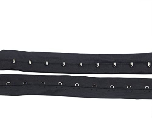 5 Yards Pair Single Hook and Eye Tape Trim for Sewing Quilting Corset Bra Renaissance Dance Bridal Costumes (Black Color)