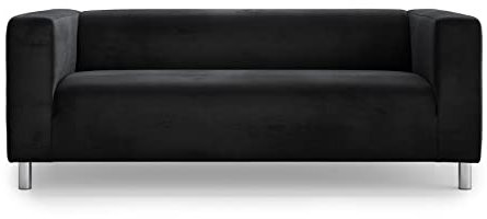 MASTERS OF COVERS Ersatzsofabezug für IKEA Klippan 2-Sitzer, Klippan 2 er Sofabezug, Loveseat, Sofa Überzug, 180 cm x 85 cm x 58 cm (Schwarz, Velvet)