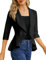 Clearlove Donna Slim Fit Blazer 3/4 Manica Elegante Giacca Blazer Solid Ruffled Lapel Suit Casual Ufficio Cardigan Blazer Button Suit Giacca, Nero, L