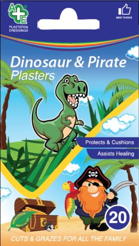Dinosaur & Pirate Assorted Washproof Plasters 20 Count