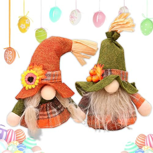 Gnomo Autunnale, 2 Pcs Decorazioni Autunnali in Peluche per Caminetto, regali e decorazione, Gnomi per Feste del Raccolto per Natale, Ringraziamento, Vetrina
