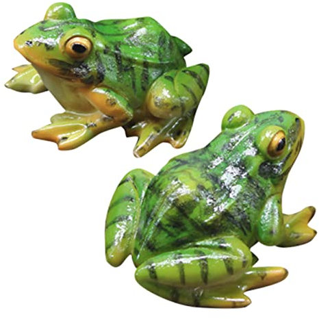ORFOFE 2stücke Resin Frösche Deko Figuren Miniatur Niedliche Garten Dekoration Wetterfest Lebensecht Für Innen Außen Micro Landschafts Schmuck