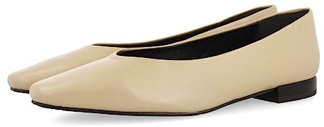 GIOSEPPO Gifford Women's Leather Pointed Toe Ballerinas, Ivory White, 7 UK