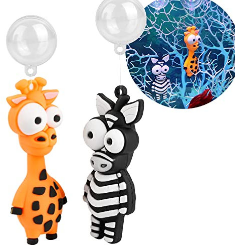 Abizoo Schwimmende Aquarium Dekoration - Zebra Giraffe Taucher Lustig Fish Tank Ornament Set, Fisch Zubehör Cartoon Decor Toys - 2 Stück