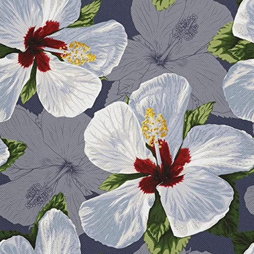 HEKO PANELS Stoff Oxford Wasserdichte Meterware Canvas-Stoff Polyester Zum Nähen Nähstoffe Möbelstoffe Dekostoffe Wasserabweisend Blickdicht Blumen Hibiskusblüten 1 Meter 155 x 100 cm, DX1145