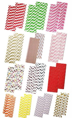720 pailles en papier Paty&co pour boissons 100% biodégradables colorés pour fêtes, barbecue ou anniversaire