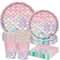 Udbrud Vaisselle de Fête Sirène Set, 84PCS Ensemble de Vaisselle de Fête Décorations de Fête D'anniversaire Sirène Avec Assiettes, Serviettes, Tasses pour Les Filles Anniversaire Baby Shower