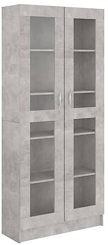 vidaXL Armadio con Vetrina Grigio Cemento 82,5x30,5x185,5cm Truciolato