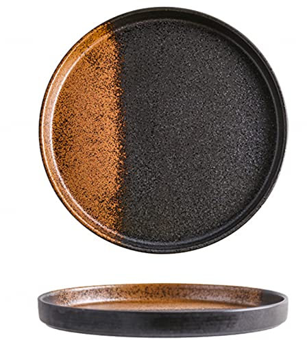 BRDECOR Set di 2 Piatti Piani Giapponesi, Set di Piatti in Ceramica da 8,8 Pollici per Bistecca, Pasta, Insalata, Piatti Stile Giapponese per Cucina e Ristorante, Lavabile in lavastoviglie