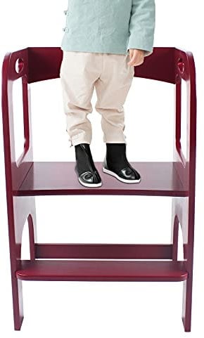 ERICAT Kinder-Tritthocker, zweistufiger Lernhocker aus Holz mit Sicherheitsgeländer, 130 Pfund Kapazität, Badezimmerhocker, Küchen-Tritthocker for Kinder/Kleinkinder, 14,96 x 16,54 x 23,62 Zoll/2692