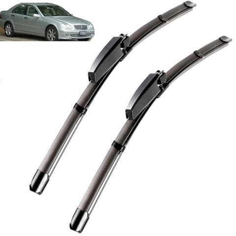Scheibenwischer vorne, kompatibel mit Mercedes-Benz C-Klasse W203 2004–2007, Windschutzscheibe, Windschutzscheibe, Fenster, Regenbürste, 22 Zoll + 22 Zoll