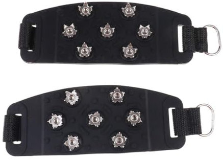 Wedhapy Eisgriffe Für Schuhe, Steigeisen, Eisstollen, Traktion, rutschfeste Schuhe, Griffe, Schuhe, Eisspikes, Wanderstiefel, Steigeisen Mit 7 Zahnriemen, Schwarz, 1 Paar