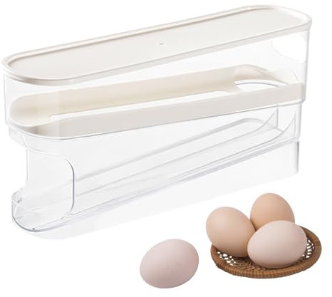 Joyivike Hueveras para Frigorifico, Rodante Soporte para Huevos Nevera, Organizador de Huevos para Nevera, 2 Niveles Nevera Porta Huevos Rodante para Cocina, Despensas, Encimera Y Nevera