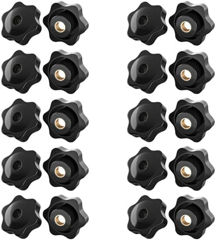 SHULLIN 20 Stück Sterngriffmutter M5 Klemmknopf Sterngriff Rändelmutter Schwarz Kunststoff Griffmuttern Rändelgriffmuttern M5 × 25mm Sternkopf für Mechanische Industrie Elektronischen Geräten