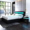 Ottoman Storage 4ft6 Double Size Bed Frame with LED Lights,Storage Gas Lift Up Bed Frame for Home, Faux Leather (Black, Double)