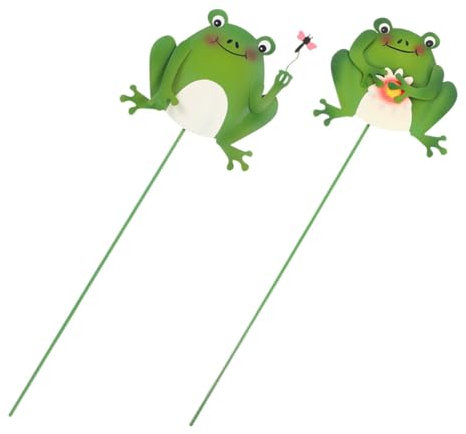 Milisten Gartenpfahl 2 Stück Frösche Gartenfigur Ornamente Outdoor Dekorative Einsätze Für Landschaft