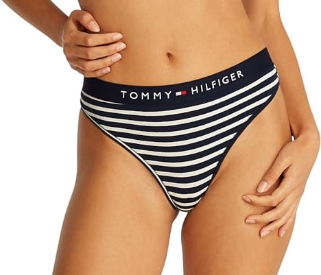 Tommy Hilfiger Women Thong Print UW0UW04796, Blue (Breton Small Dark Night Navy), XS