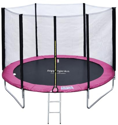 Premium-Paket Trampolin 180cm wendbar rosa / grau CAIRNS + Netz, Leiter, Abdeckplane und Verankerungsset