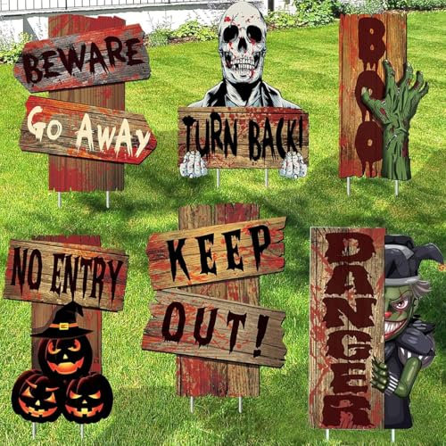 Lot de 6 Pierre Tombale Halloween, Tombale Terrifiants Halloween, Halloween Jardin Tombale pour la Décoration de Pelouse de Jardin de Cour Extérieure, Panneau de Pelouse