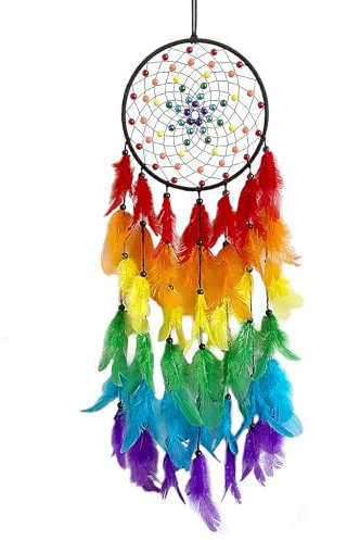 Traumfänger, Handgefertigt Feder Dreamcatcher im Böhmischen Stil Traumfängers Dream Catchers für Schlafzimmer Hochzeit Wandbehang Auto Ornament, Regenbogenfarben