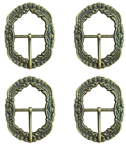 4 Stück Trachten Gürtelschnallen Set für Trachtenhosen Herren - Metall (D)