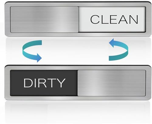 Yuiturt Dishwasher Magnet Clean Dirty Sign, Non-Scratching Strong Magnet or Adhesive Options Indicator, Double-Sided Magnetic Clean Dirty Sign for Dishwashers, Easy to Slide, Works on All Dishwashers
