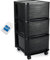 Schubladenschrank mit Rollen Rollcontainer mit 3 Schubladen Rollschrank Kunststoff Rollwagen (Schwarz)