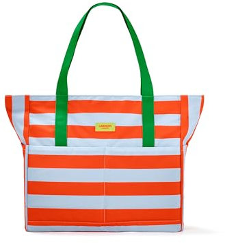 LARKSON Strandtasche Damen & Herren Orange - Linn - Große Beach Bag für Strand, Schwimmbad, Pool - Tote Bag Badetasche XXL mit Reißverschluss - Leicht