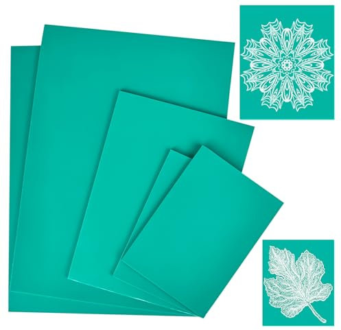 Lino Printing Plates Cutting Kit - 5PCS Lino A4 A5 A6 Sheets Rubber Linoleum Surface Linocut Set Easy-Carve Soft Lino Block for Engraving Printmaking Stamps Crafts
