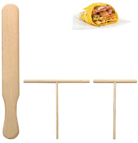 2 Stück Crepes Verteiler für Crepes Maker,Pfannkuchenwender für Crepe Pfanne,Teigverteiler für Crepes Wender Set,mit 30cm Crepe Verteiler Spatel
