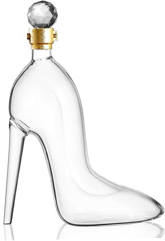 1PC Wine Decanter, 350ml/12oz High-Heeled Shoes Shaped Whiskey Decanter with Bottle Cap, Creative Clear Whiskey Glasses for Bars Night Clubs Hotels Party.