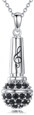 YAFEINI Microphone/Trumpet Necklace 925 Sterling Silver Musical Instrument Pendant Jewellery Gifts for Women Music Lovers