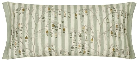 Sanderson Chinese Lanterns Feather Filled Cushion – Floral Embroidered Striped Decorative Accent Pillow (Sage - 30x65cm)