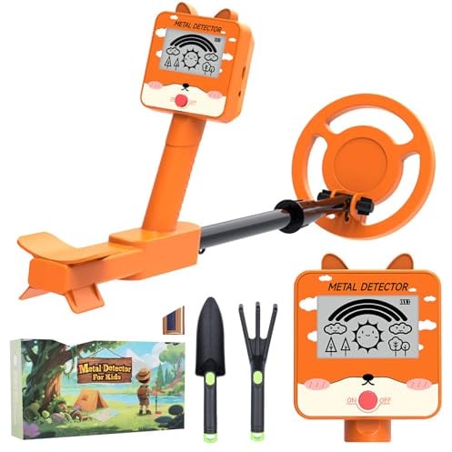 Kids Metal Detector: Waterproof Gold Detector with Pinpoint & Terrain Modes, IP68 Search Coil, Higher Accuracy with Shovel, Rake and Backpack for Treasure Seeking Lightweight