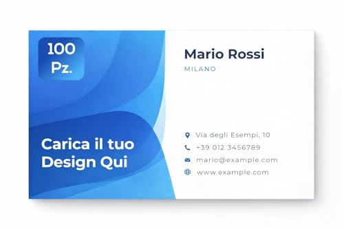 Biglietti da Visita Personalizzati per Aziende e Professionisti – Stampa a Colori Fronte e Retro – Grafica Personalizzata con Logo, Foto e QR Code – Formato 85x55 mm – Carta Opaca Premium (100 Pezzi)