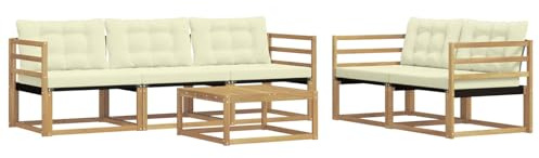 vidaXL Outdoor-Sofagarnitur 6 pcs Weiß und Creme 79 x 79 x 37 cm, Garten-Sofa, modernes Ecksofa, Robustes Loungemöbel, stilvolle Terrasse, Bequeme Sitzgruppe