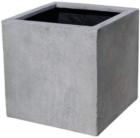 VIVANNO Pflanzkübel Fiberglas Block Frostsicher - 30x30x30 cm - Beton-Design Grau - Blumenkübel Quadratisch für Draußen und Drinnen