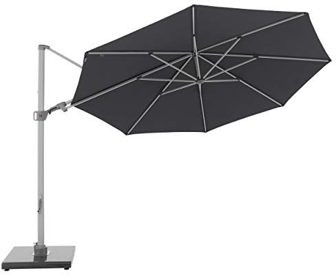Knirps Sonnenschirm PENDULAR - Runder Premium Ampelschirm - Stilvoll und hochwertig - Starker UV-Schutz - 340 cm - Dunkelgrau