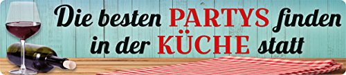 Blechwaren Fabrik Braunschweig GmbH DIE BESTEN Partys Finden IN DER KÜCHE STATT Straßenschild Magnet aus Blech 16x3,5 cm STR-M 44