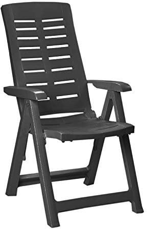 Mojawo Bequemer Klappstuhl, Campingsessel für Terrasse, Garten, Balkon und Camping - 5-Fach Verstellbarer Gartenstuhl - witterungsbeständiger Positionssessel - Anthrazit