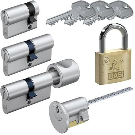 BASI | AS Schließzylinder | gleichschließend und frei kombinierbar | Viele Längen verfügbar | Profilzylinder für Haus und Wohnung | Doppelzylinder N+G A:30 mm B:45 mm