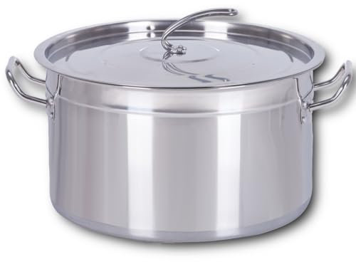 EURO TISCHE Cazuela de Cocina con Tapa (Capacidad de 30 a 100 litros, Acero Inoxidable, Ideal para Todo Tipo de cocinas y cocinas Grandes)